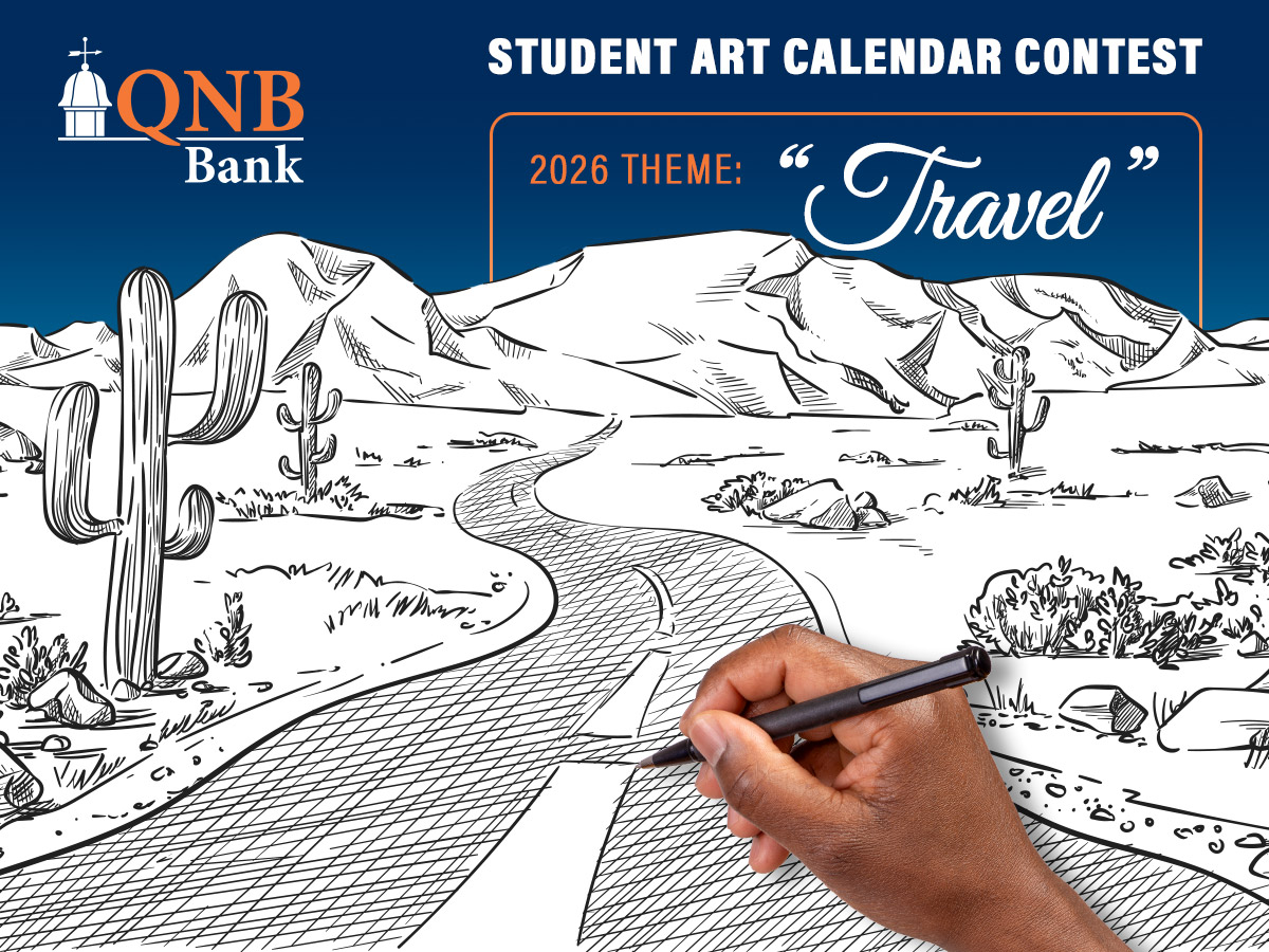 Pen and ink art sketch for QNB's 2026 Student Art Calendar Contest