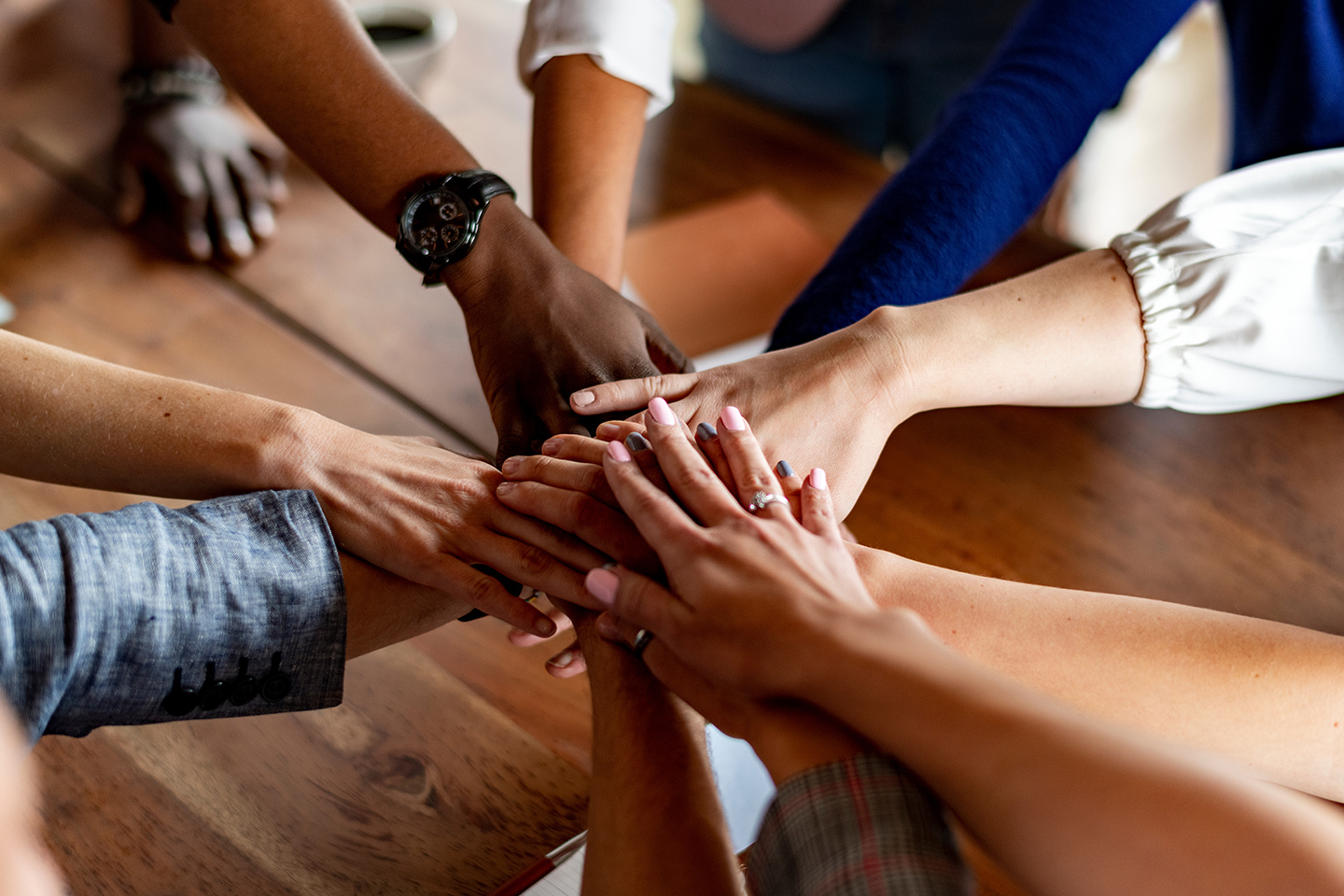 Business team with their hands together