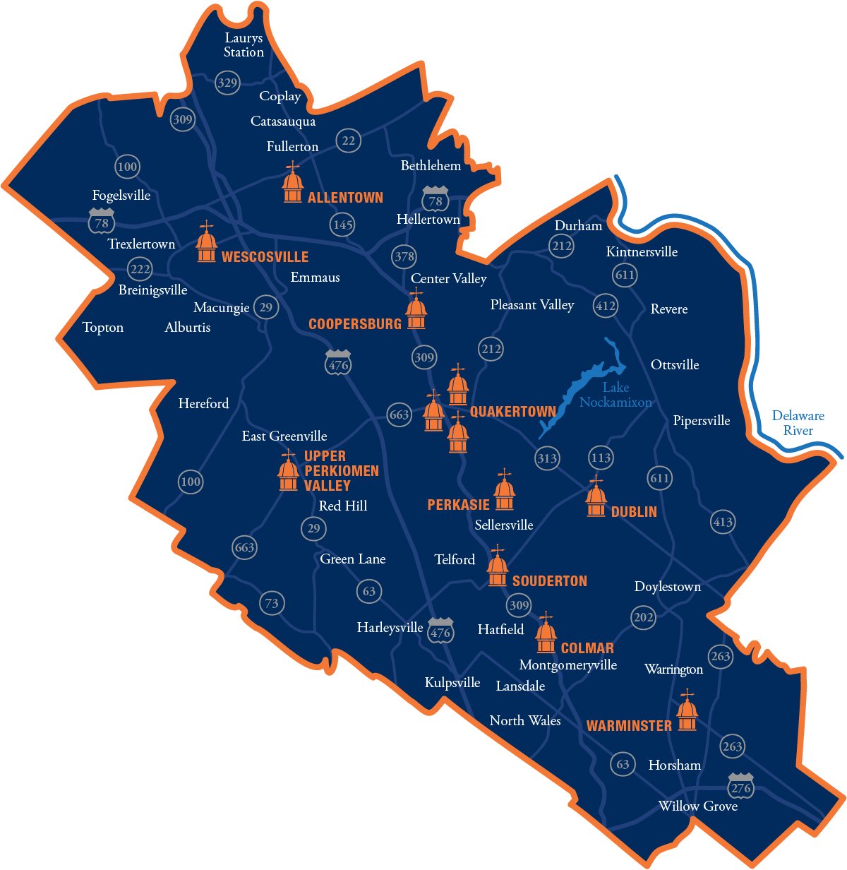 QNB Bank market area map